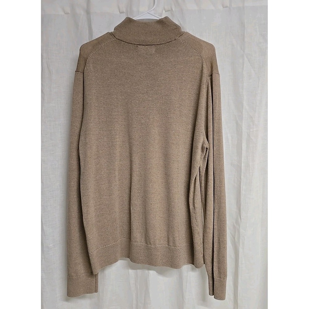 Banana Republic 100% Merino Wool ‎ Quarter Zip Pullover Sweater Beige Men's Sz L - Picture 3 of 10